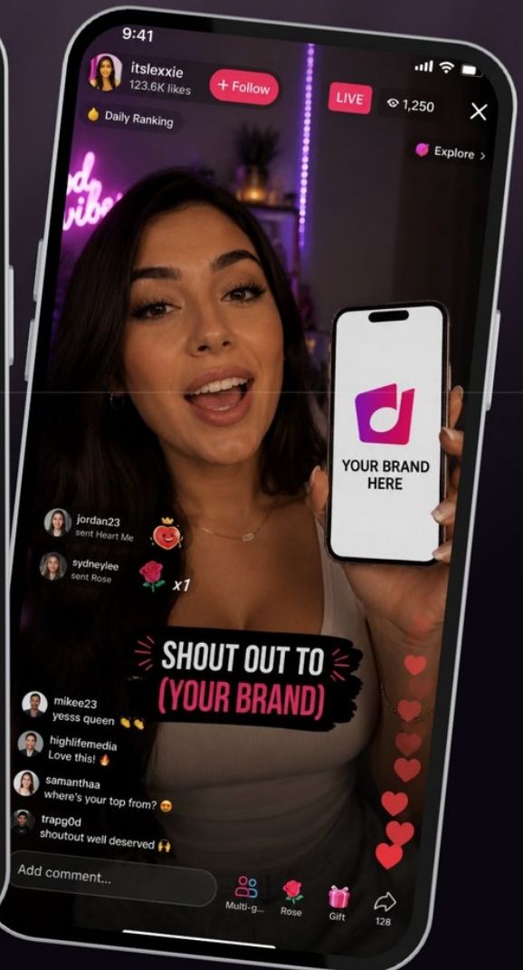 Creator live stream shouting out a sponsor brand